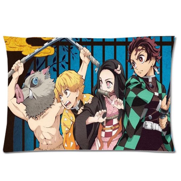 

pillow case bedding demon slayer rectangle diy bedclothes soft polyester decorative covers 50x75cm slips