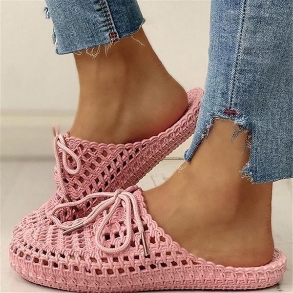 

slippers womens shoes 2021 summer sandals fashion hollow out breathable beach flip flops massage lace-up sandal girl, Black