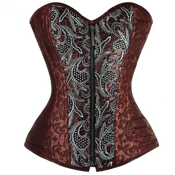 

costumes court corset brown pattern zipper lace body shaping suit, Black