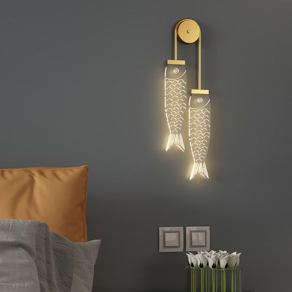 

wall lamp modern minimalist light luxury bedroom bedside 2021 nordic creative pisces style living room