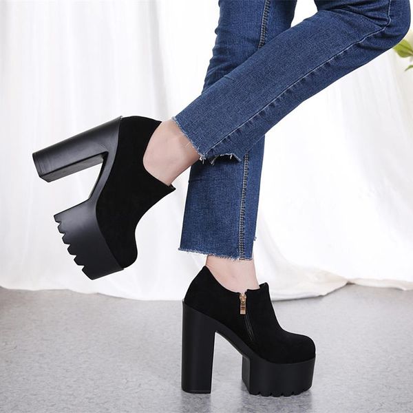 

dress shoes 14cm high heel thick black single deep mouth round toe women's 2021 autumn style