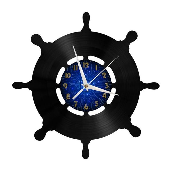 

wall clocks rudder modern design home decor creativity 12 inch record led clock for living room kitchen art decoration