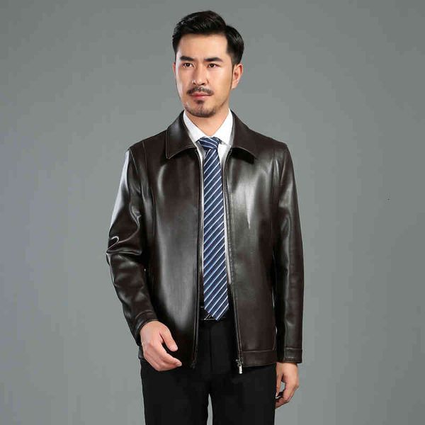 

men's hoodies & sweatshirts leather jacket spring and medium-aged fine autumn pu washed thin, Black