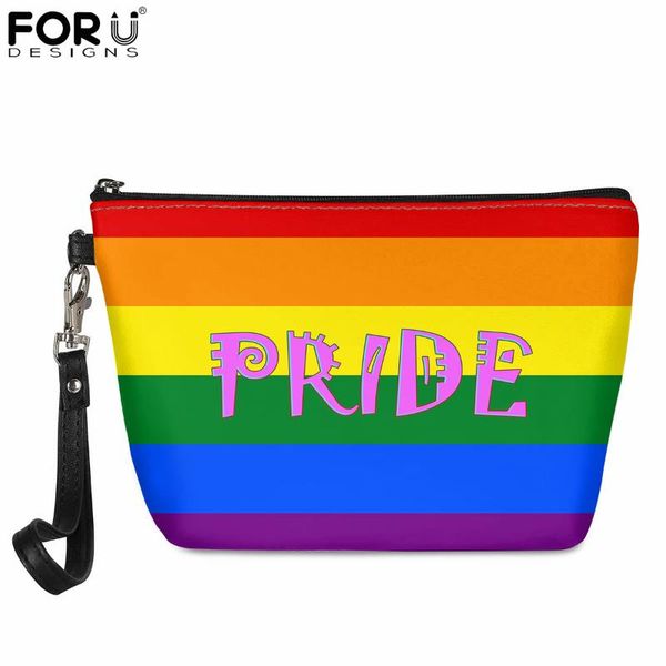 

cosmetic bags & cases forudesigns women small make up bag lgbt pride friend design case girls leather makeup portable clutch hand