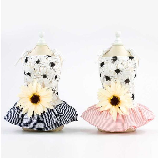 

dog apparel pet clothes xia xiangyang flower small sling skirt cotton comfortable princess dress