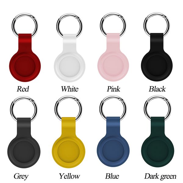 

2021 fashion 8 colors silicone protective case keychain cover for airtags locator tracker anti-lost device protector sleeve anti-fall scratc