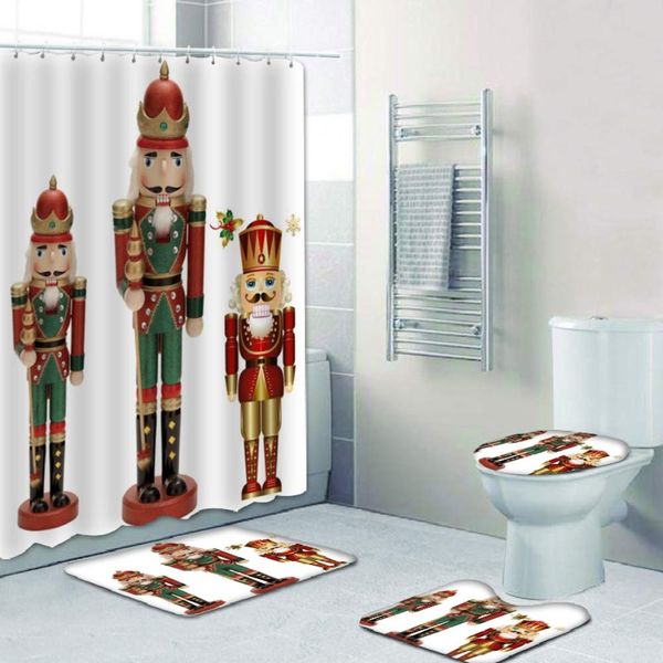 

cute and cool nutcracker decor waterproof polyester shower curtain set christmas nutcracker bath curtain merry christmas