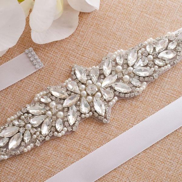

wedding sashes rhinestone belt 2021 crystal dress sash with satin ribbon bridal accessories, White