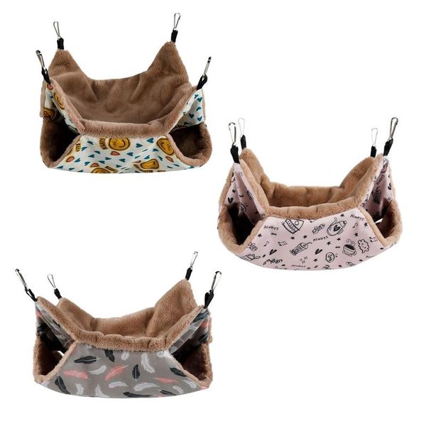 

small animal supplies plush hamster hammock squirrel ferret pet bed double-layer thicken warm sleeping bag nest hanging cage house