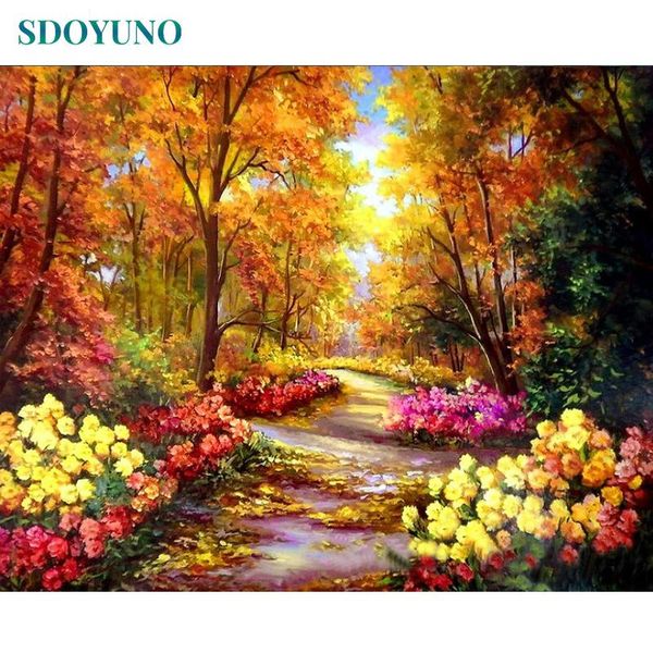 

paintings sdoyuno frame autumn landscape diy painting by numbers acrylic paint on canvas modern wall art & calligraphy 40x50cm