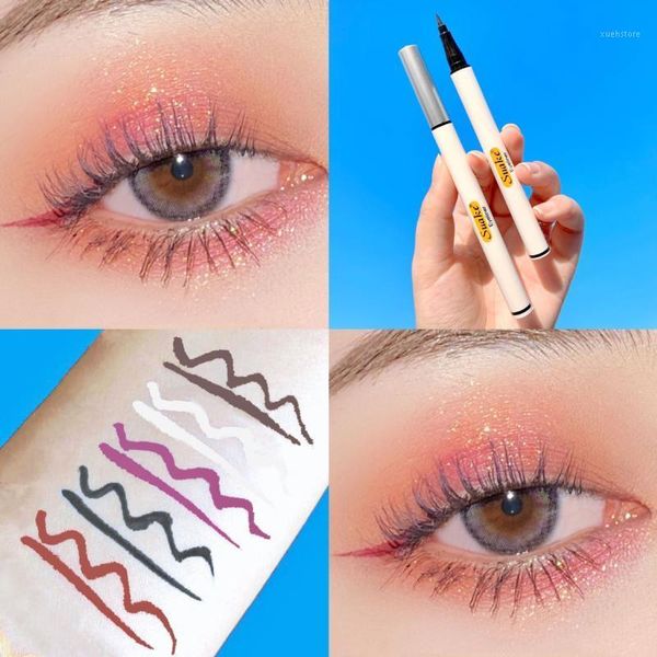 

colors liquid eyeliner pencil black brown purple smooth silky thin eye liner pen waterproof long lasting no blooming1