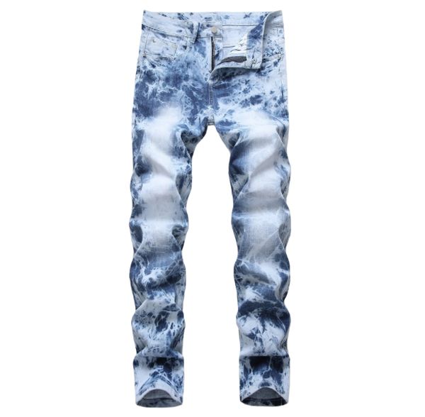

men's jeans slim fit men light color elastic motorcycle jeans, Blue