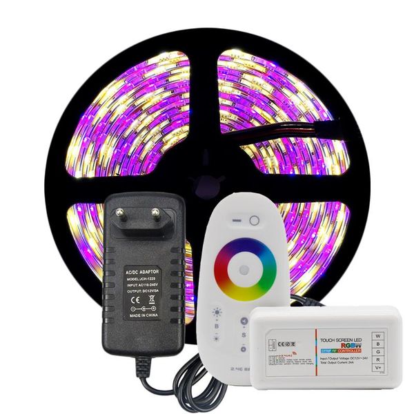 

strip kit rgb / rgbw rgbww 5m 300leds neon tape light + 2.4 g remote controller dc 12v 3a power adapter strips led