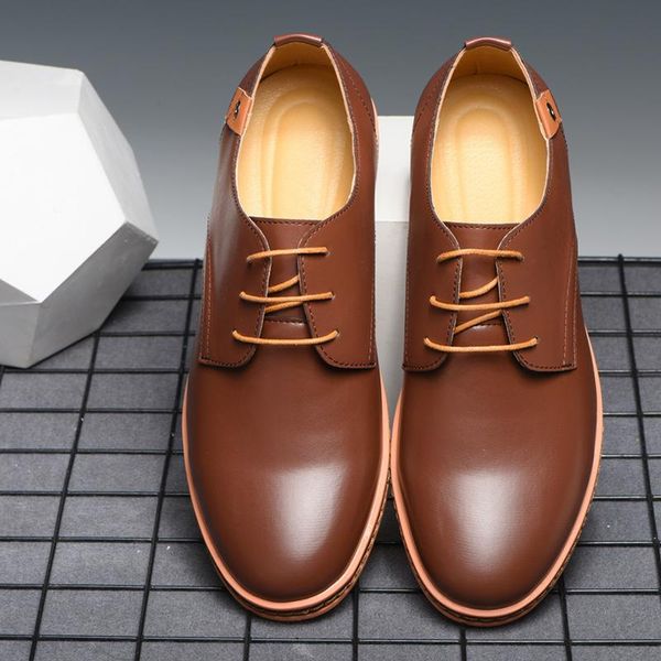 

dress shoes leather casual men fashion flats shoe male wedding business footwear round toe comfortable office, Black
