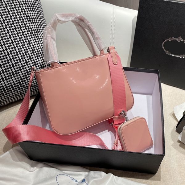 

2021 designer leather handbag two in one fashion bucket shoulder bags 1:1 diagonal black pink shopping bag