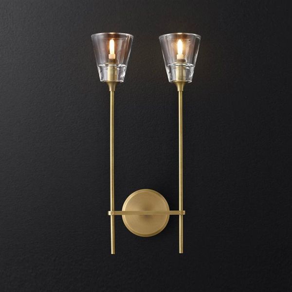 

wall lamp american rh copper material led thick glass lampshades sconces for living room 1 light 2 loft retro