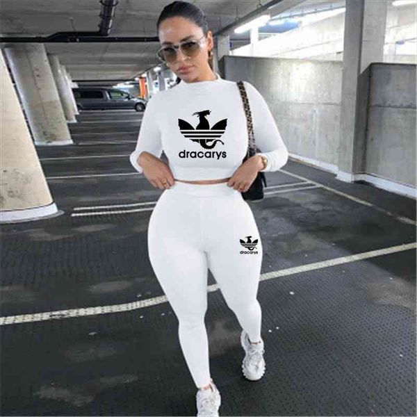 

brand 2 piece sets sports womenpant fitness suit two long sleeve crop t shirt leggings pants gym spring, White