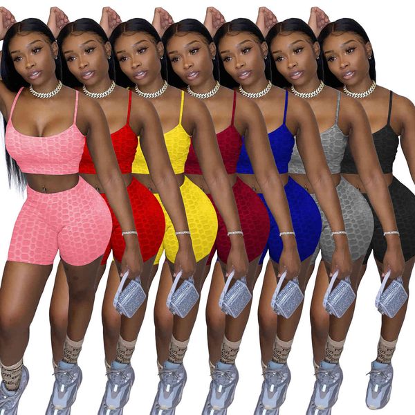 

2021 summer women short set outfits two pieces set tracksuit jogger suits suspenders suit plus size clothing s-xxl, Gray