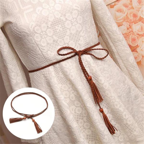 

belts knitted waist chain women long dress band female knotted belt lady cinturon mujer casual waistband girls girdle, Black;brown