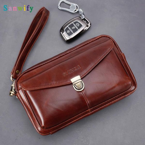 

wallets genuine leather long wallet casual handbags men's business cell phone pouch money purse cowhide women clutch bags men, Red;black