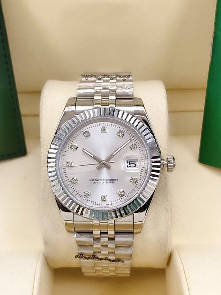 

womens watch woman automatic mechanical watches full stainless steel strap couples 31mm diamond iced out lady wristwatches women wristwatch, Slivery;brown