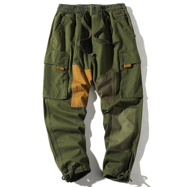 

men's pants moruancle spring autumn cargo fashion patchwork hip hop harem joggers with patches sweatpants trousers, Black