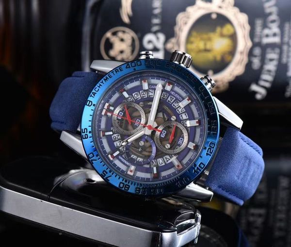 

u1 aaa+ quartz watch men fashion mens watches brand with leather strap luxury sports chronograph gifts, Slivery;brown