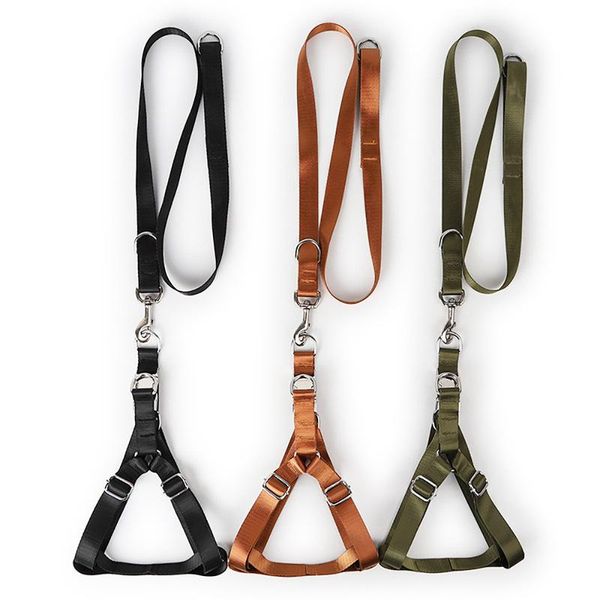 

dog collars & leashes pet nylon army green adjustable vest harness sets military style walking leash lead outdoor supplies for medium large