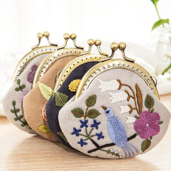 

other arts and crafts flower flamingo unfinished embroidery kit diy wallet embroidered sewing cross stitch set arch metal coin purse bag fra