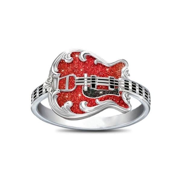 

cluster rings party banquet ring for men birthday christmas exquisite guitar creative gothic style hip hop punkd women jewelry, Golden;silver