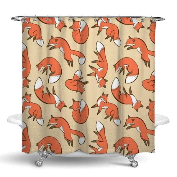 

style shower curtain with hooks for bathroom, 72 x 70 inch, funny fox art