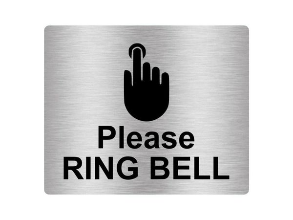 

please ring bell aluminum-plastic composite board sign adhesive sticker notice - silver / gold black other door hardware
