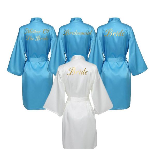 

women's sleepwear silk satin robe bride bridesmaid robes bridal women wedding bathrobe short dress teal blue, Black;red
