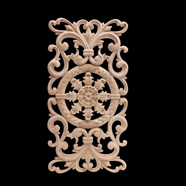 Figurine Modanature Decalcomania Decorazione intagliata Foglie moderne Fiore ovale Gomma Mobili in legno Porte Pareti Angolo Casa 210318