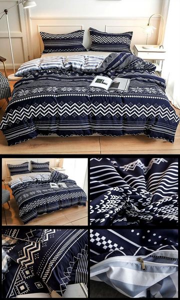 

bedding sets black stripe line star sky pattern luxury comforter set fashion king  twin size bed linen duvet cover gift