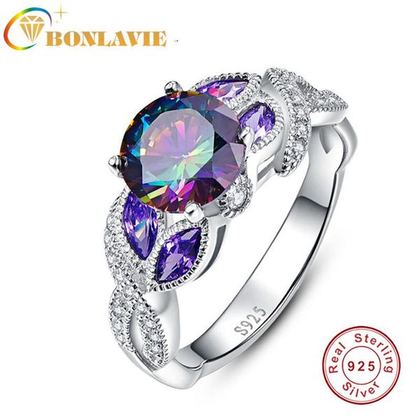 

cluster rings quality mystical rainbow z s925 sterling silver sapphire engagement ring for women original female fine jewelry, Golden;silver
