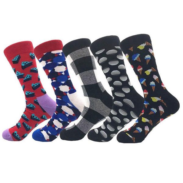 

men's socks cotton couple dots design casual crew for adults, Black