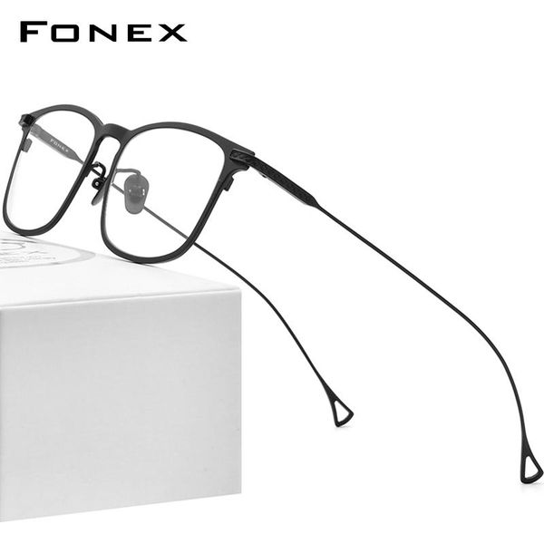 

pure titanium glasses frame men 2021 prescription eye for square eyeglasses myopia optical eyewear 8523 fashion sunglasses frames, Black