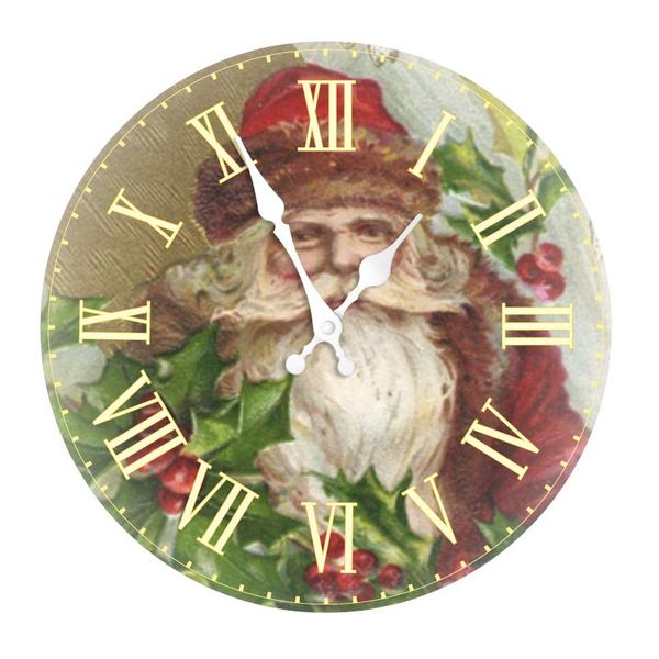 

wall clocks european retro grandpa christmas decorative hanging clock silent non-ticking quartz wooden for living room home decor