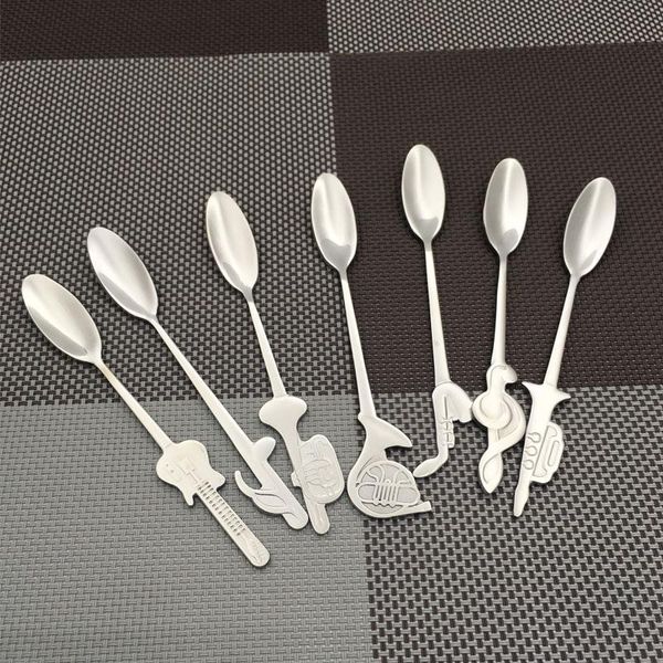 

spoons stainless steel tea spoon music symbol long handle creative mini coffee drinking tools kitchen gadget tableware 1pcs