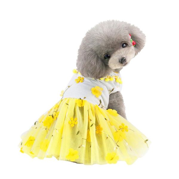 

dog apparel flower dress for pet summer print cotton chiffon clothes pets