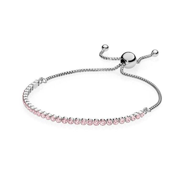 

new 2021 100% 925 sterling silver pink diamond bracelet fit diy original fshion jewelry gift, Golden;silver