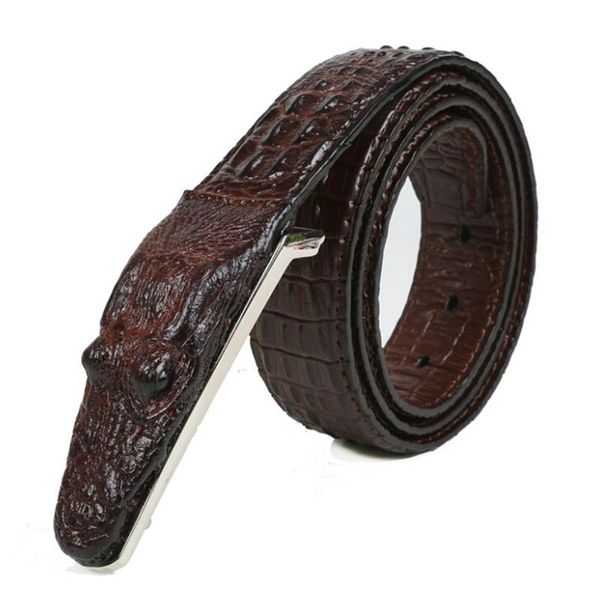 

belts fashion men's belt crocodile pattern leather business casual simulation gift for men, Black;brown