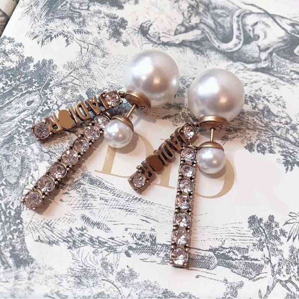 

luxury designer fashion jewelry dijia d jia jadio row diamond size pearl classic letter pendant earrings, Red;brown
