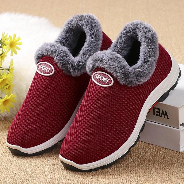 

boots shoes women 2021 winter cloth women's cotton middle-aged and elderly plus velvet thickening non-slip warmth fashion, Black
