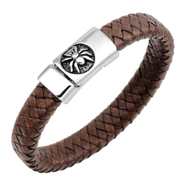 

new bracelet non-mainstream punk casual stainless steel spider cowhide bracelet bracelet, Golden;silver