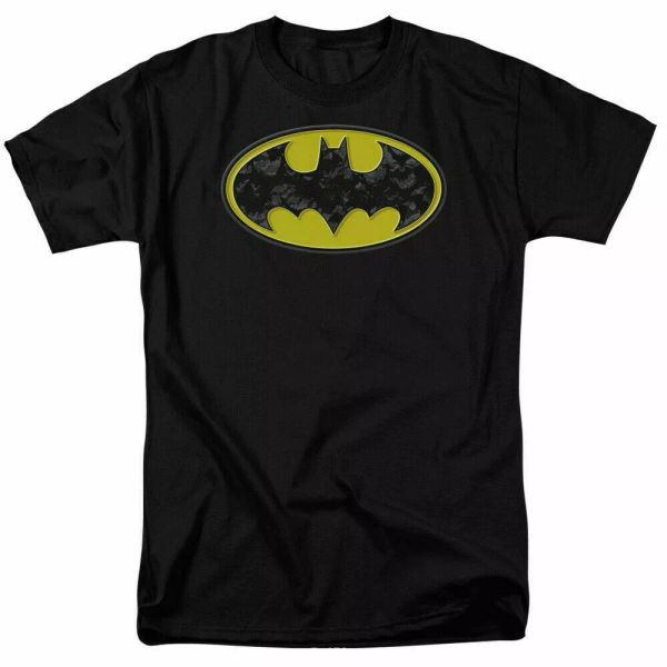

Batman Bats In Logo Bat Signal T Shirt Licensed Comic Book Tee Black, White;black