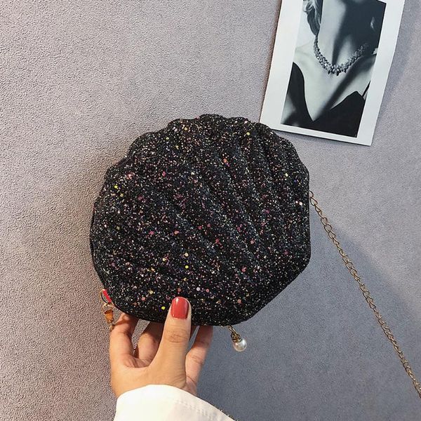 

evening bags women shoulder handbags shell bag chain cute sequins small phone money pouch zipper crossbody for bolsa feminina