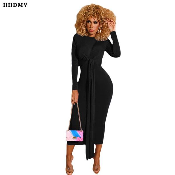 

casual dresses hhdmv dan8190 fashion high street style long sleeve round neck lace-up pure color ankle-length, Black;gray