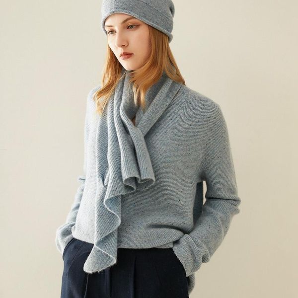 

scarves the fashion in 2021 is 100% pure cashmere warm scarf, Blue;gray